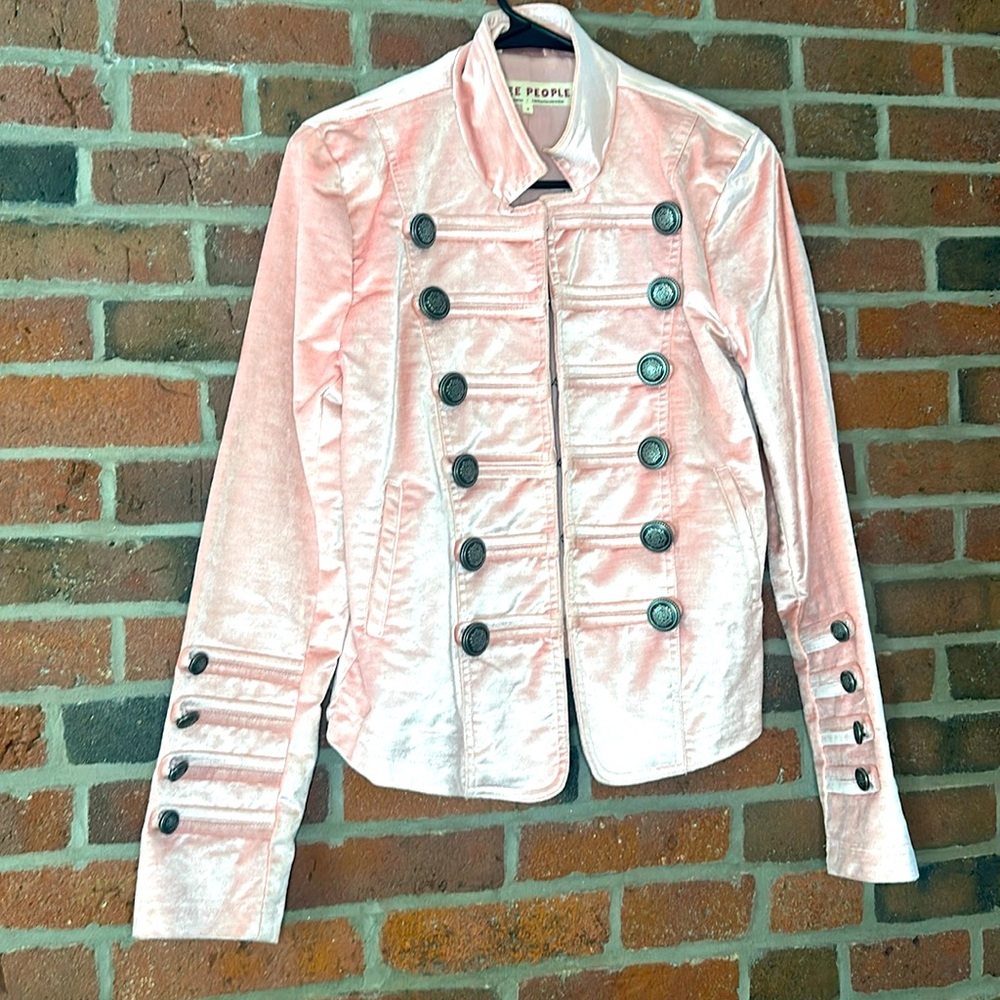 Free People military velvet blazer PINK (rare purchase)